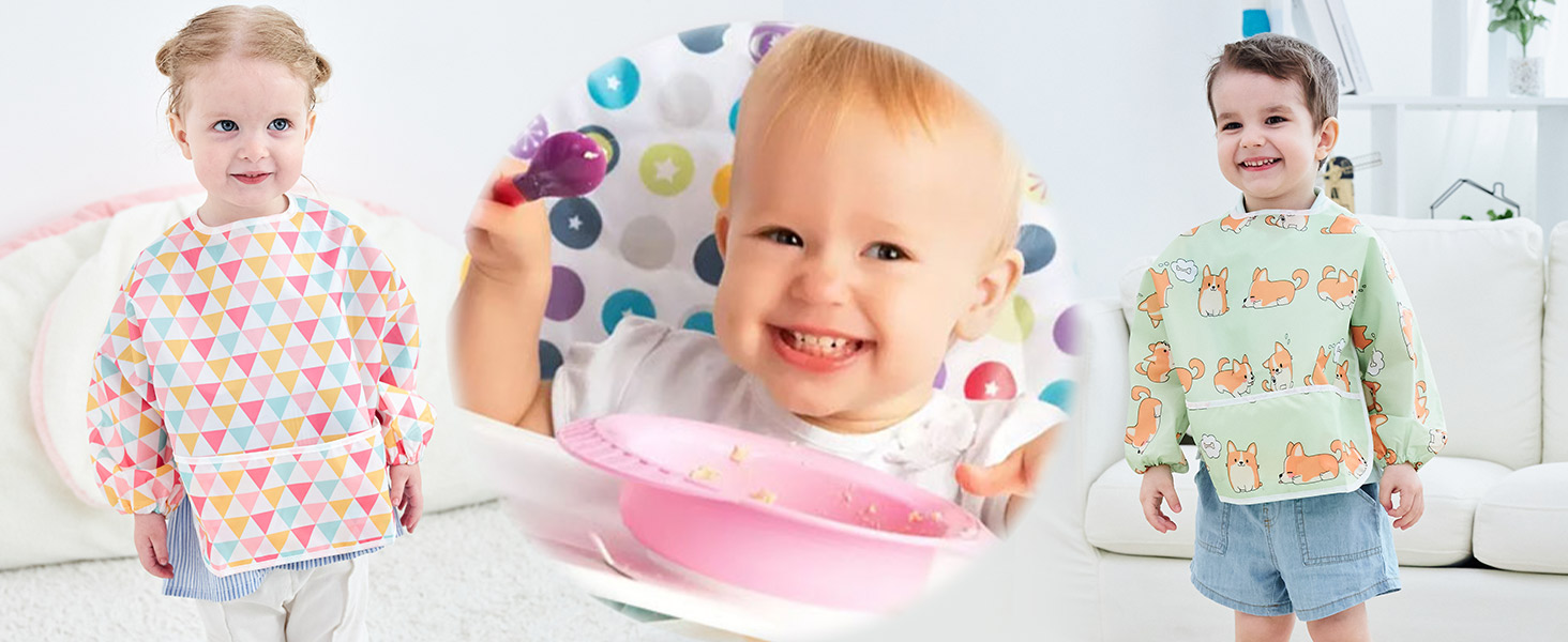 Little Dimsum Baby Bib Full Sleeved Feeding Bib 2 Pack, Infant