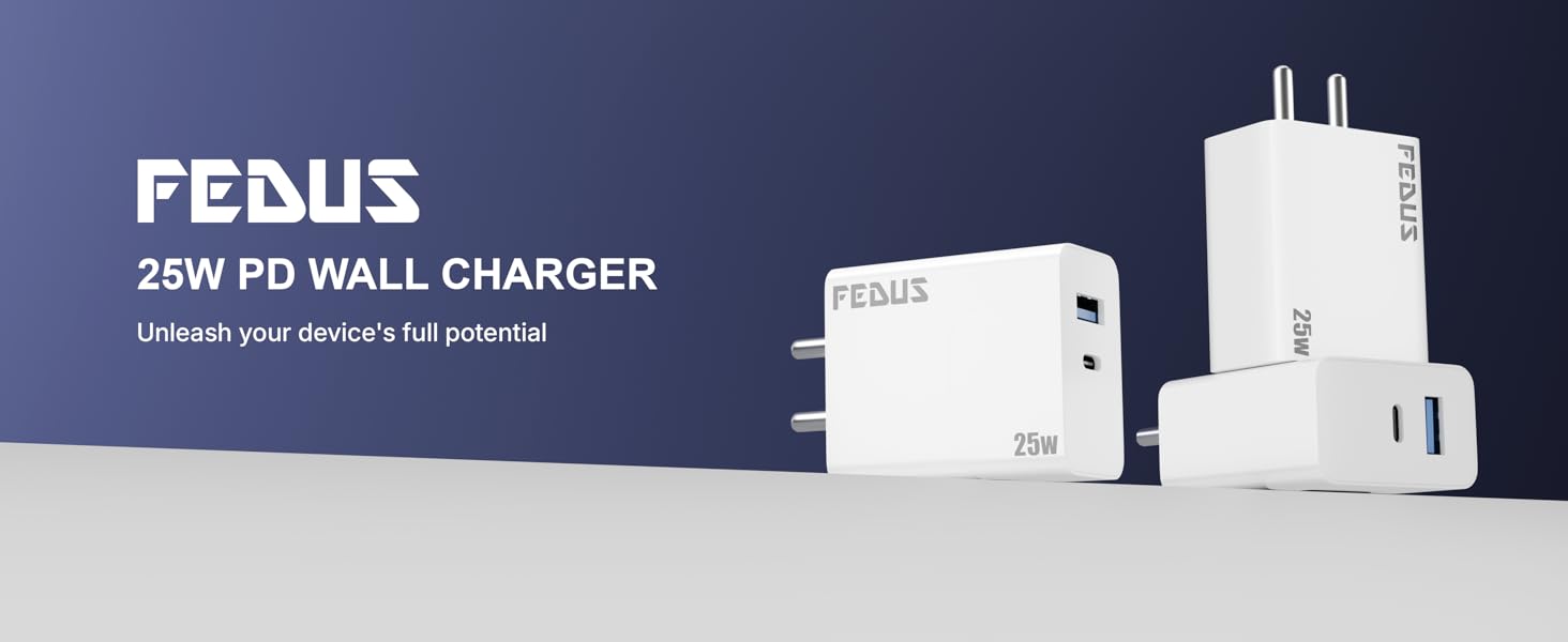 25W Fast Charging USB-C Charger for Phones