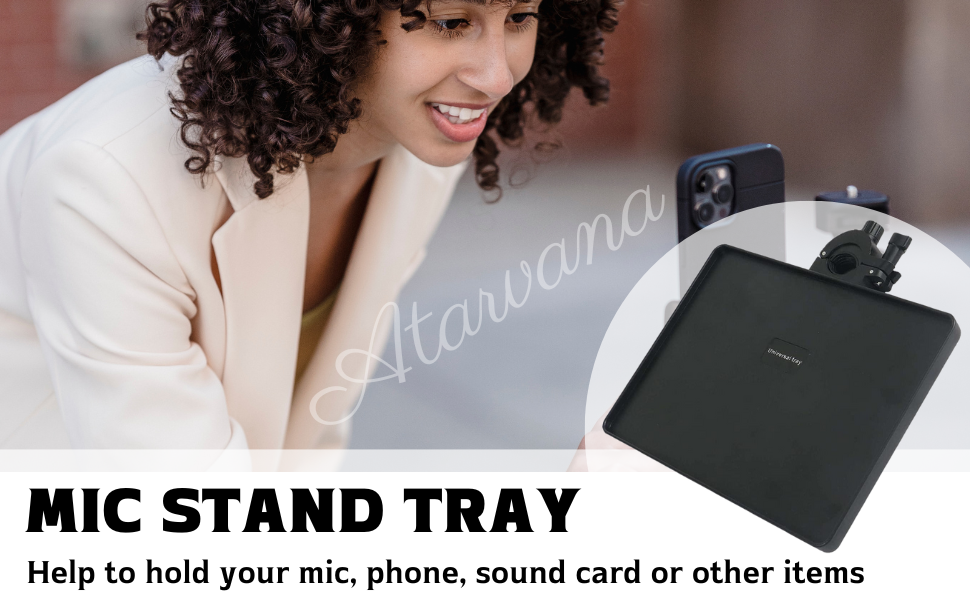 Mic Stand Clamp-On Rack Tray Holder for Most Mic Stands, for Stage, Live Streaming, Concert