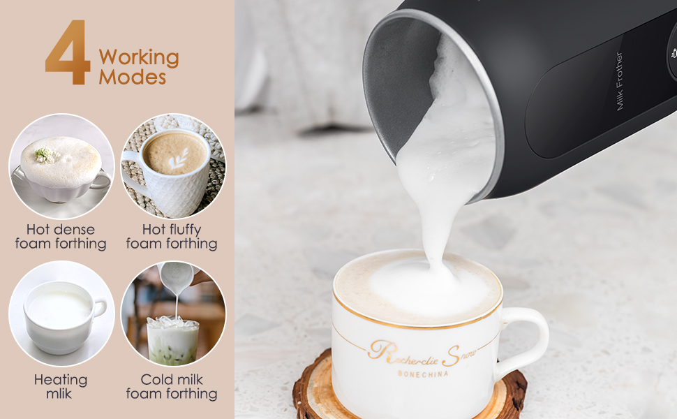 Ailgely Electric Milk Frother and Steamer,Instant 4 in 1 Electric Hot