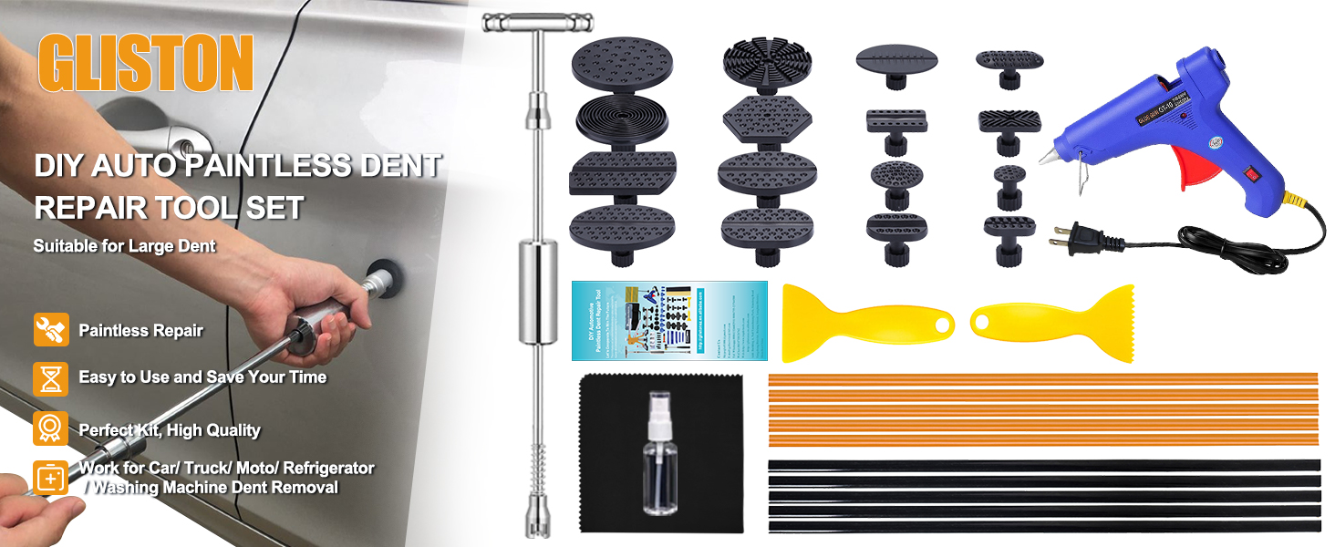 GLISTON Car Dent Remover Tool, Paintless Dent Repair Kit