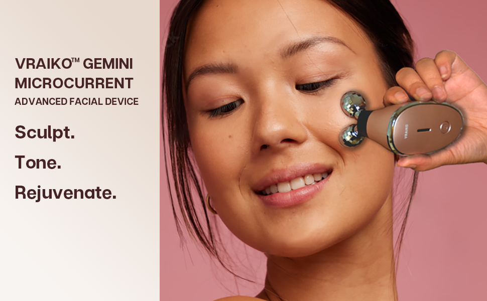 VRAIKO Gemini Microcurrent Face Massager Roller, Skin Rejuvenation