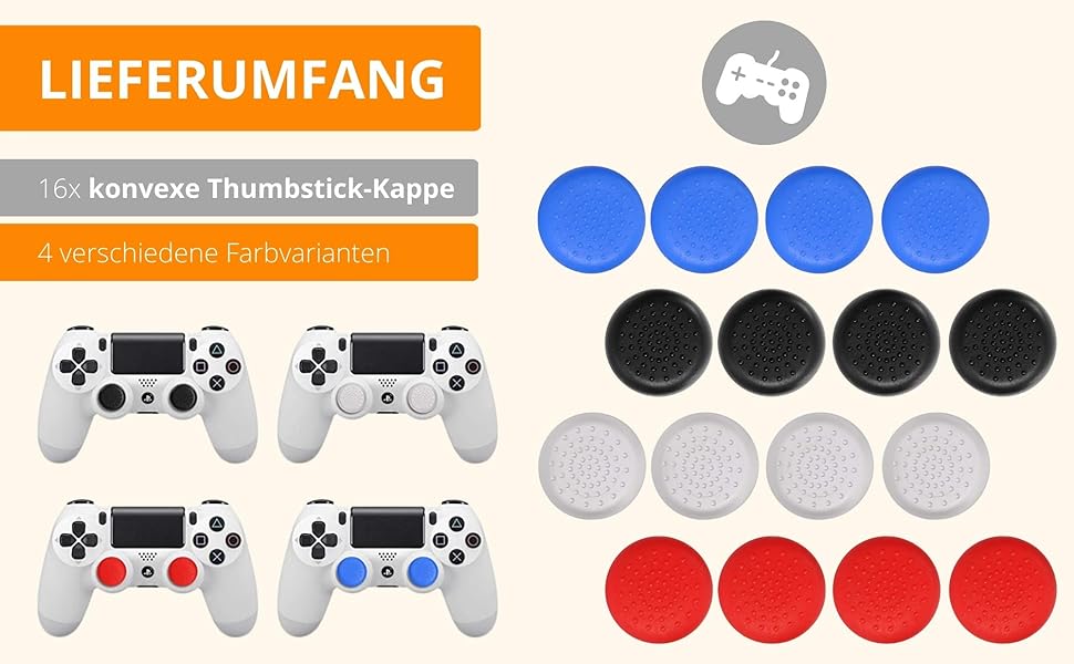 16 Stück Silikon Precision Joystick Switch Thumb Grips Daumengriffe