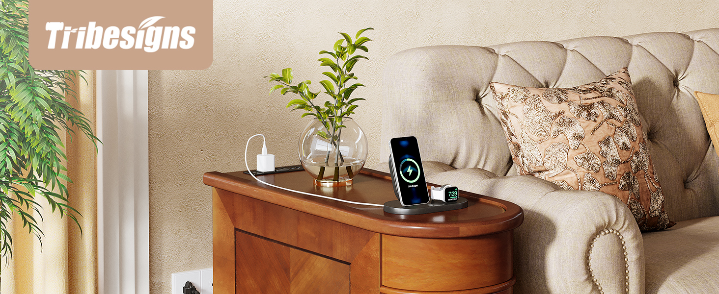 Tribesigns End Table with Charging Station Narrow Sofa Side Table with Tribesigns End Table with Charging Station Narrow Sofa Side Table with