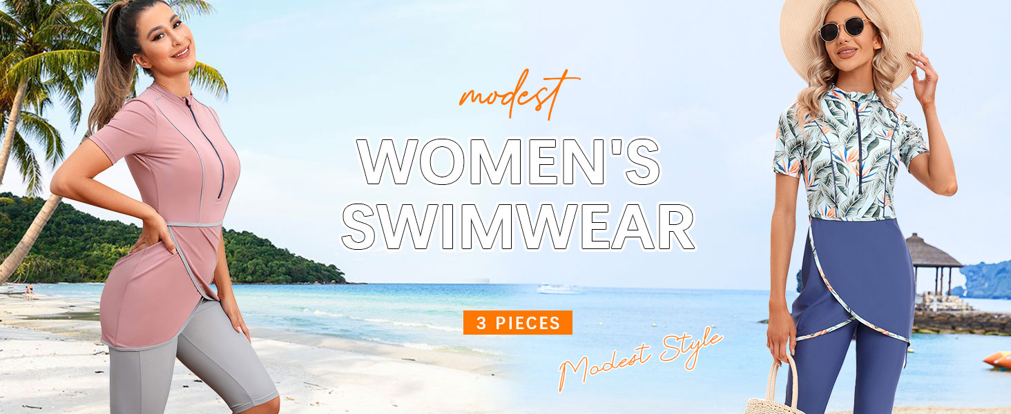 Muslim Modest Swimwear Women Hijab Swimsuit Swimming Suit Islamic Cover Ups Hijabs Burkini Women
