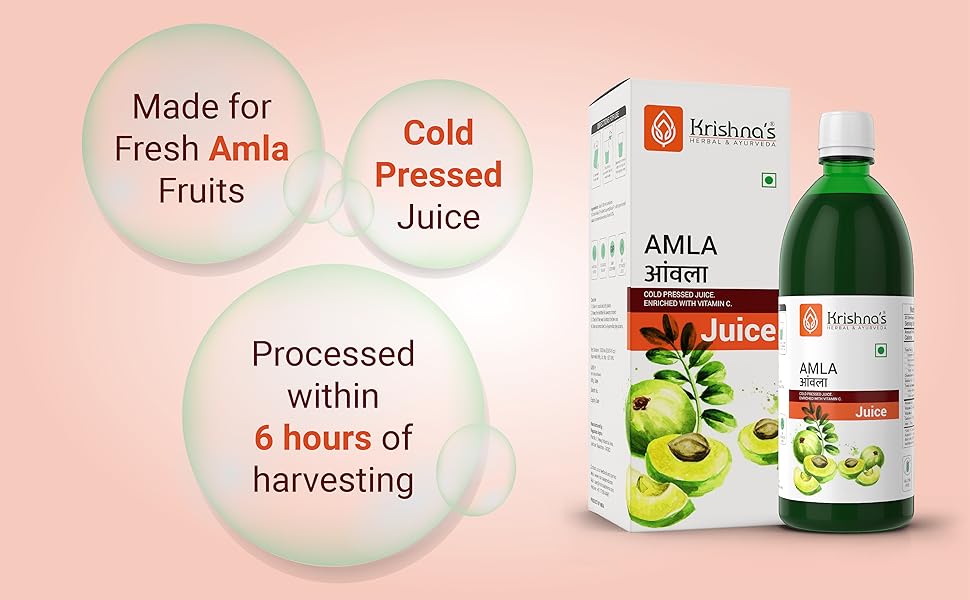 "Krishna's Amla Juice 1000 ml Fresh cold pressed Amla Juice Helps