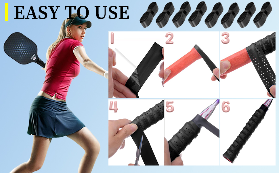 Tennis Racket Grip Tape, 8PCS Badminton Racket Grip NonSlip Perforated