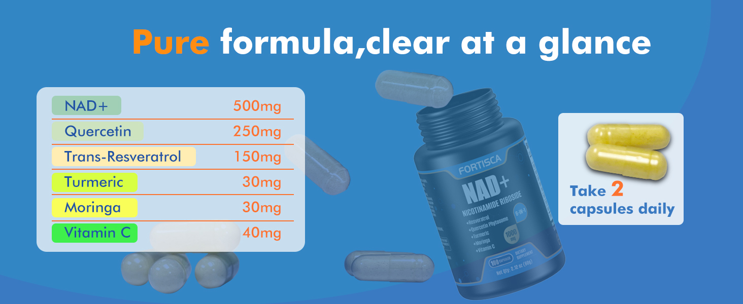 NAD Supplement Pure formula, clear at a glance