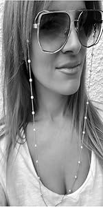 silver pearls sunglass chain