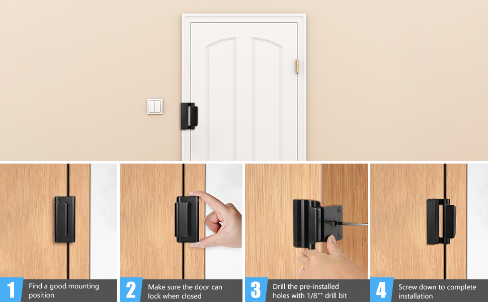 HIMOMO 3Pack Door Locks Latch Deadbolt Lock Safety Locks Door Alarms