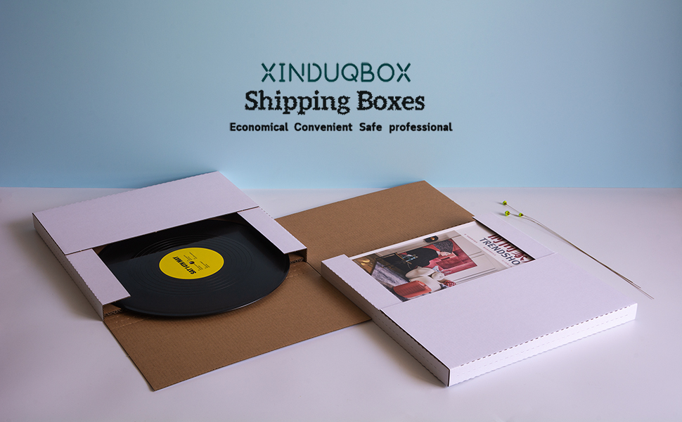 XINDUQBOX Vinyl Record Mailers 12.5x12.5x1 Inch LP Mailing