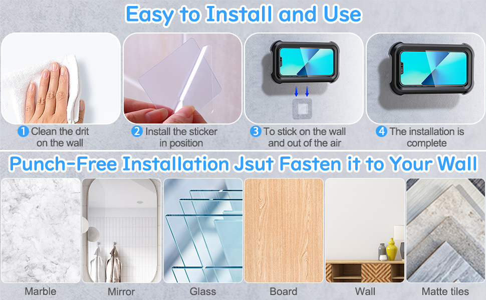 LUCKYDUO Shower Phone Holder, 480° Rotation Shower Phone Stand, Waterproof AntiFog High