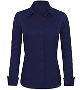 J.Ver Womens Dress Shirts Long Sleeve Button Down Shirts Wrinkle-Free Solid Work Blouse