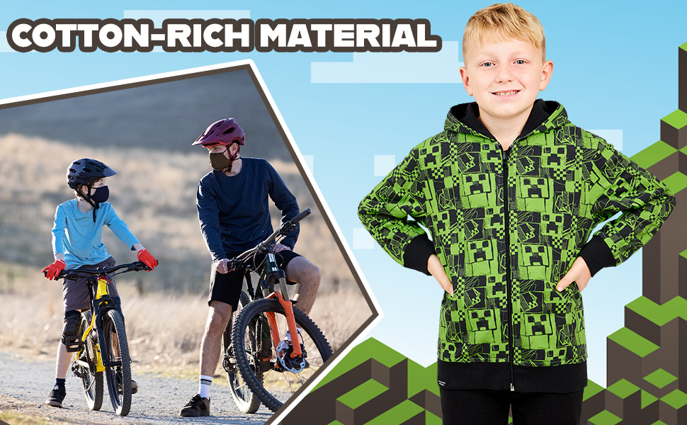 Minecraft Boys Hoodies - Reversible Hooded Sweatshirt for Kids