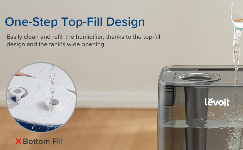 LEVOIT Smart Humidifiers for Bedroom, 6L TopFill Cool Mist with Quiet