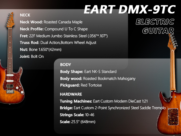 Amazon.com: EART 6 String Electric Guitars DMX-9TC Red