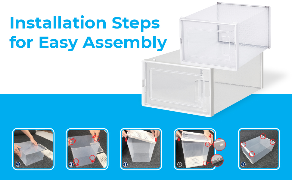 Blue Canyon Stackable Shoe Box, Pack of 6 Boxes, Clear Plastic Shoe