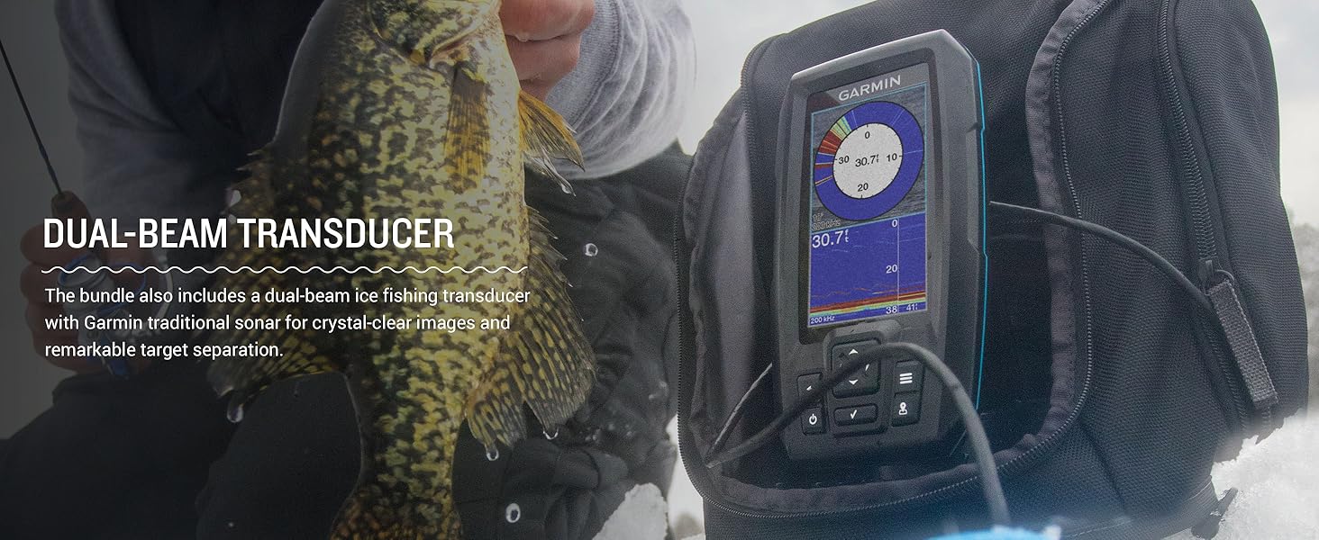 Garmin Striker Plus 4 Ice Fishing Bundle, Includes Portable Striker