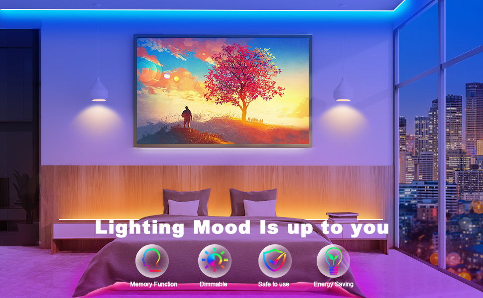 XIER 65.6 ft Led Lights for Bedroom, Bluetooth Smart APP