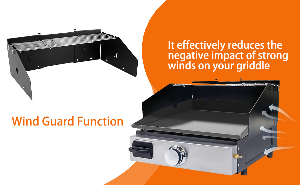 PHYESUVIN Universal Wind Guard and Warming Rack Fit for Griddle Without a Hood from