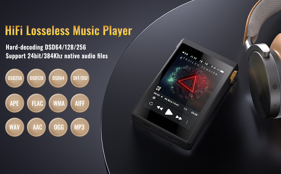 Phinistec S7 HiFi MP3 Player with Bluetooth, Lossless