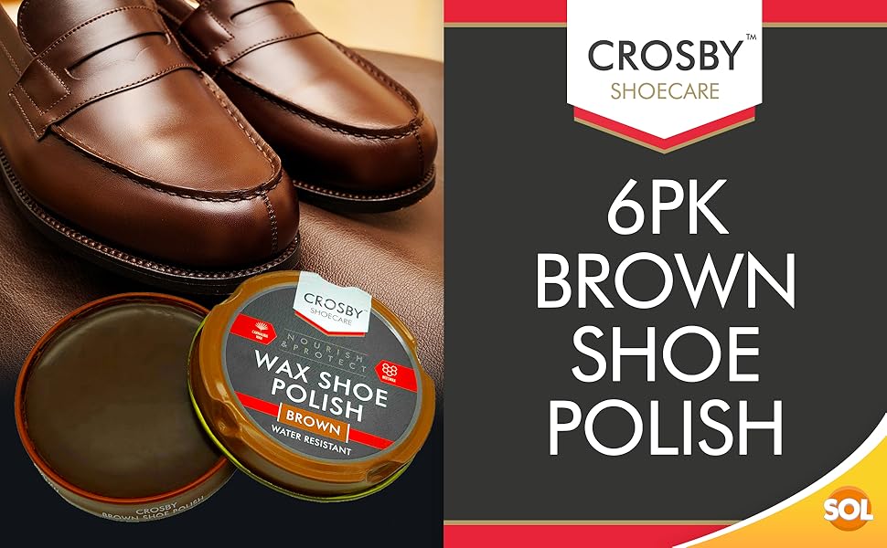 SOL 6pk Brown Shoe Polish 50ml Tins Brown Boot Polish Brown Leather Shoe Polish with Beeswax