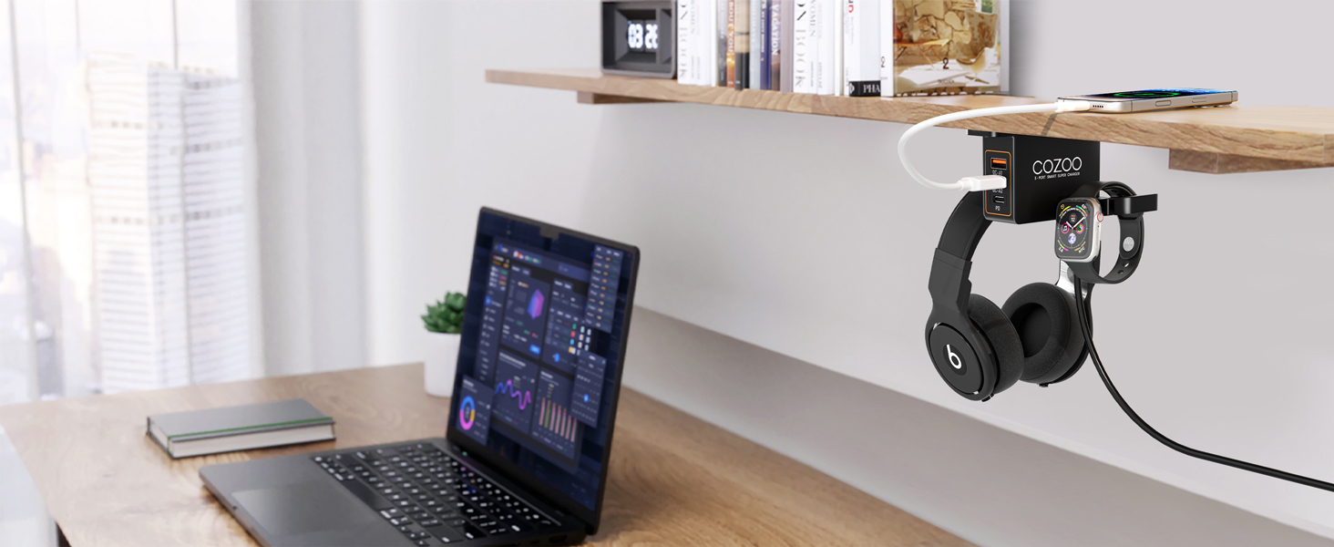 Headphone Stand with USB Charger