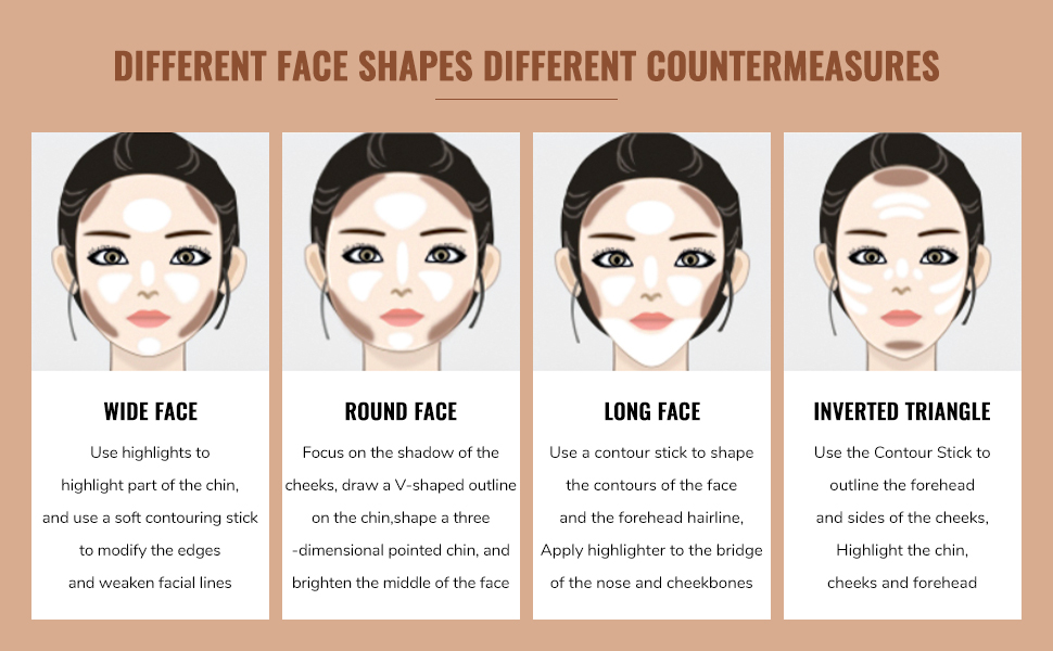 4 Colors Face Cream Contour Contouring Bronzer Concealer Stick