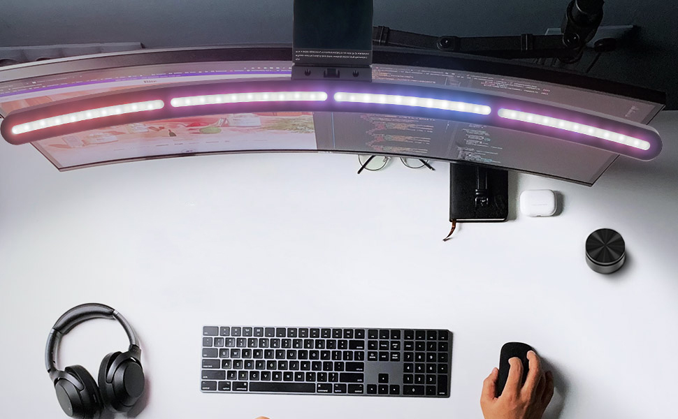 HERLLY Curved Monitor Light for Curved Monitor, Computer Monitor Lamp