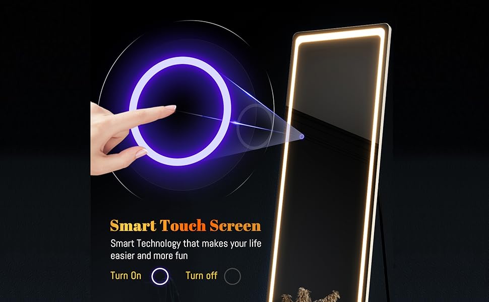 ELEGANT LED Floor Mirror, Wall Mounted Hanging Mirror with Lights, LED