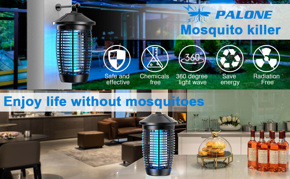 PALONE Bug Zapper Electric Lamp 20W 4500V UV 2022 Latest Model Mosquito
