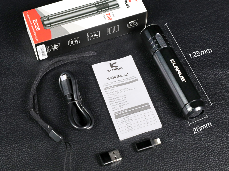 klarus EC20 1100 Lumens Rechargeable Flashlights, 4000mAh Battery