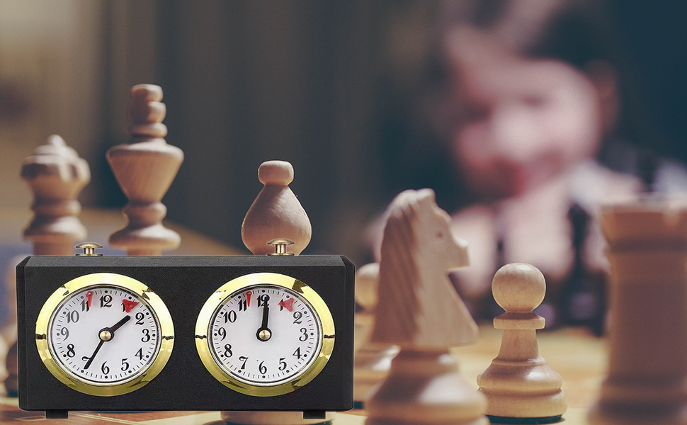 Qlisytpps Analog 𝐂𝐡𝐞𝐬𝐬 𝐂𝐥𝐨𝐜𝐤 Timer Mechanical Chess Timer