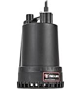 Red Lion RL-MP16 115 Volt, 1/6 HP, 1300 GPH Manual Thermoplastic Submersible Utility Pump, 8-Ft. ...