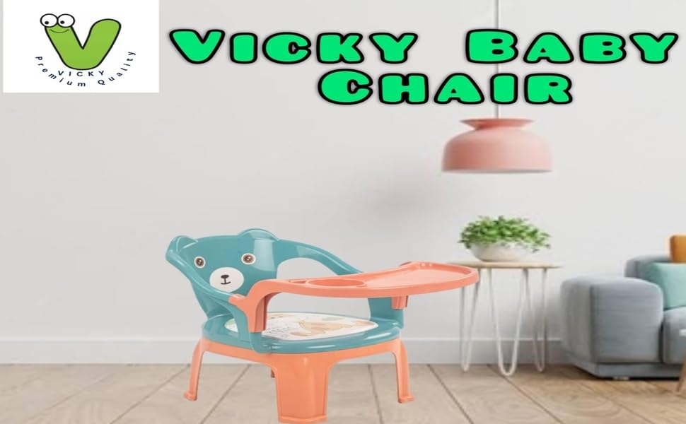 Vicky Plastic Baby Chair/Feeding Chair,Upto 20kgs,1-3 Years Safety Tray Chair/Eating/Toddlers Booster Chair/Portable High Chair for Kids (Green and Orange) Vicky Plastic Baby Chair/Feeding Chair,Upto 20kgs,1-3 Years Safety Tray Chair/Eating/Toddlers Booster Chair/Portable High Chair for Kids (Green and Orange)