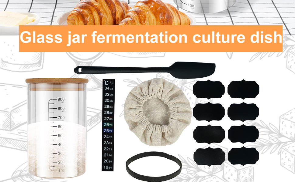 7Pcs Sourdough Bread Starter Kit, Sourdough Starter Jar with Reusable
