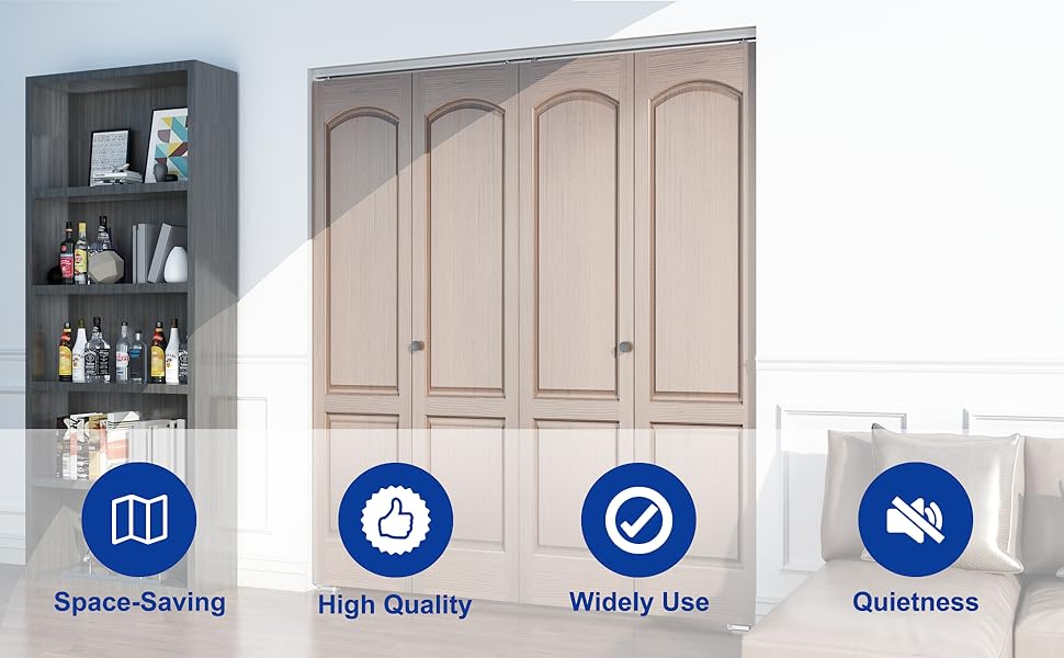 JUBEST 48” Bifold Door Hardware, Folding Door Hardware Sliding Barn