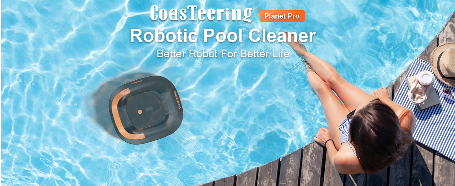 CoasTeering Cordless Robotic Pool Vacuum Cleaner, Pool Vacuum Robot with 120 Mins Runtime, Dual