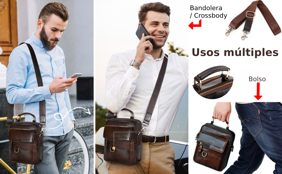 Bolso para hombre de piel