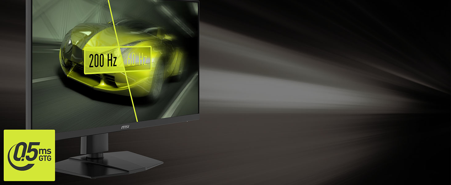 200Hz Refresh Rate; 0.5msGtG Response Time