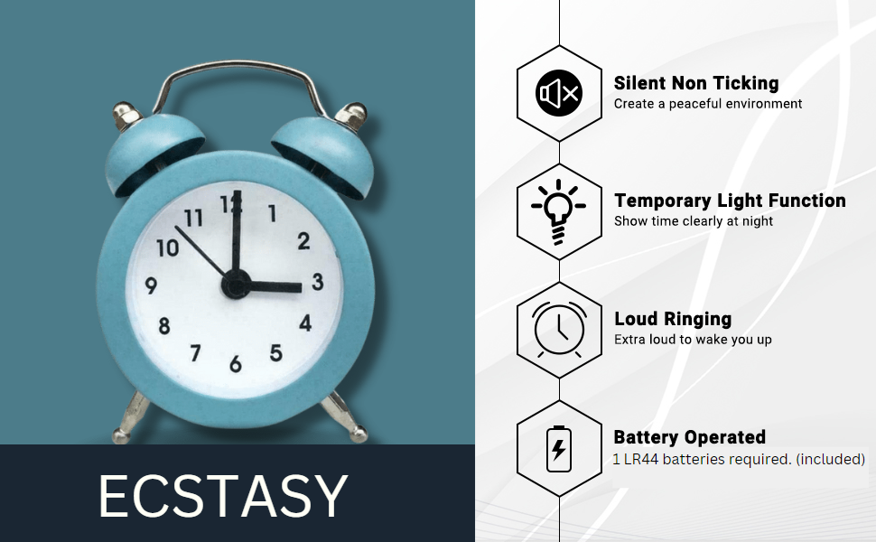 Buy ECSTASY™ Retro Mini Metal Alarm Clock (Black) Online at Low Prices