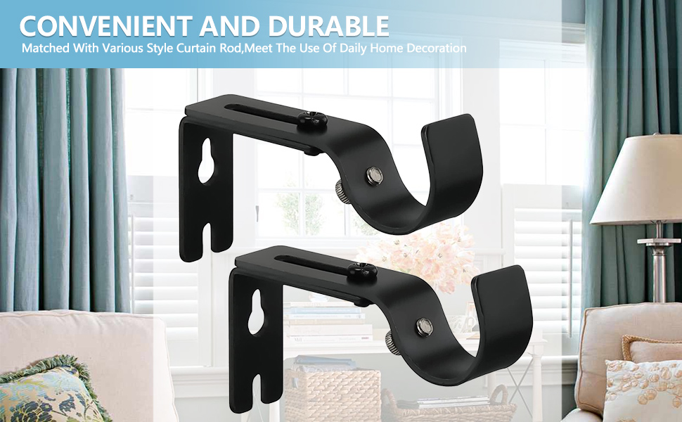 Fayesioal Black Curtain Rod Brackets for Wall,Heavy Duty
