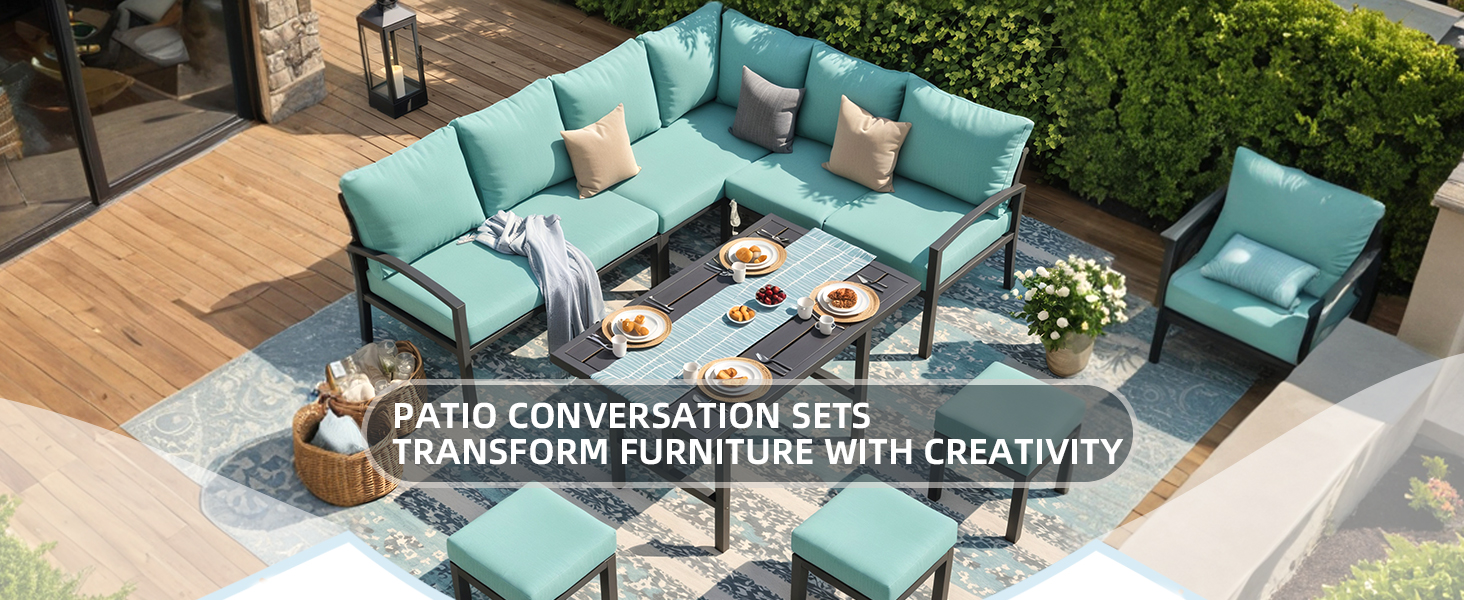 Large Metal Patio Furniture Set