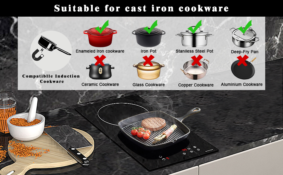 Noxton Induction Hob 2 Zone Double Electric Induction Cooker Black