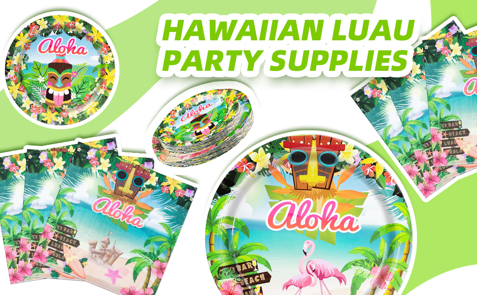 Osonm 180PCS Hawaiian Aloha Party Supplies Serve 60, Luau