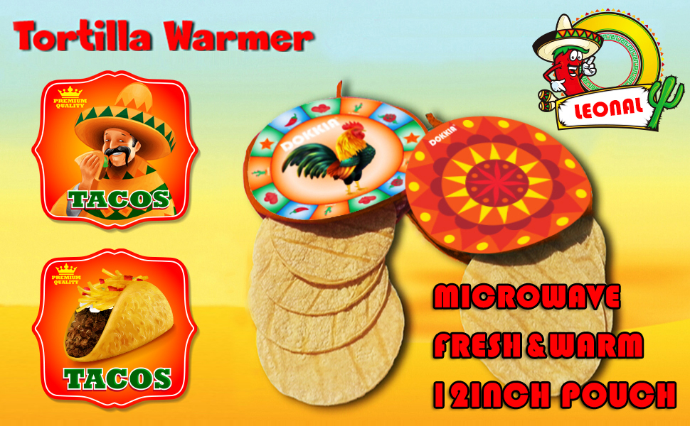 LEONAL Tortilla Warmer Taco 12 Inch Insulated Pouch Cloth