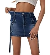 ZMTUO Women's Cargo Denim Mini Skirt Summer Stylish High Waisted Jean Skirt Y2K Style with Large ...