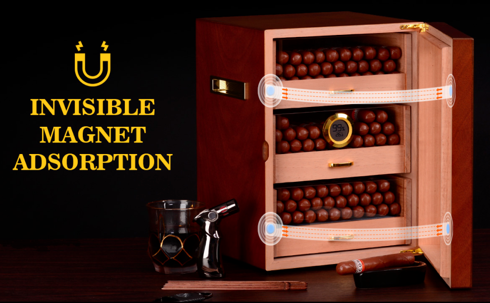 LAYAONE Cigar Humidors with Digital Hygrometer, 3