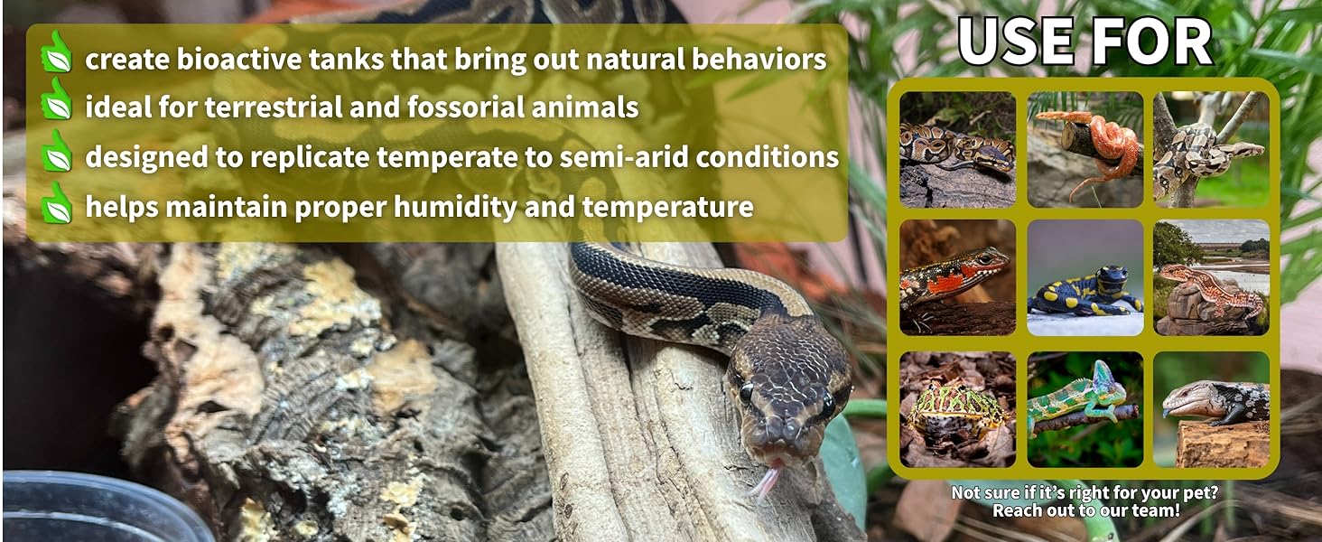 aspen snake bedding, leaf litter for reptiles, zoo med excavator clay, reptisoil, aspen bedding