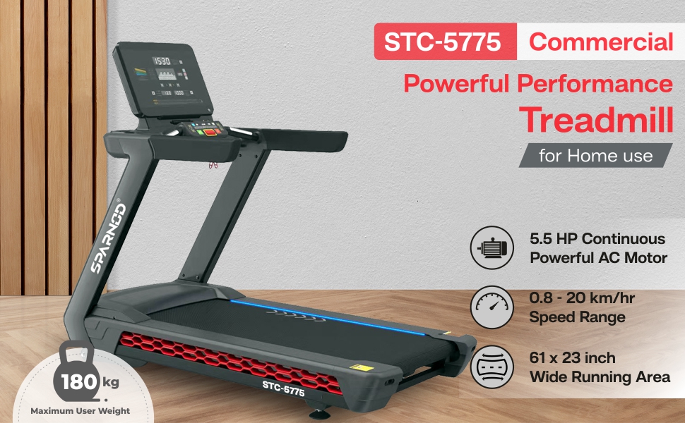 STC-5775 (5.5 Hp Ac Motor) Automatic Motorized Walking and Running Treadmill for Commercial Home Use